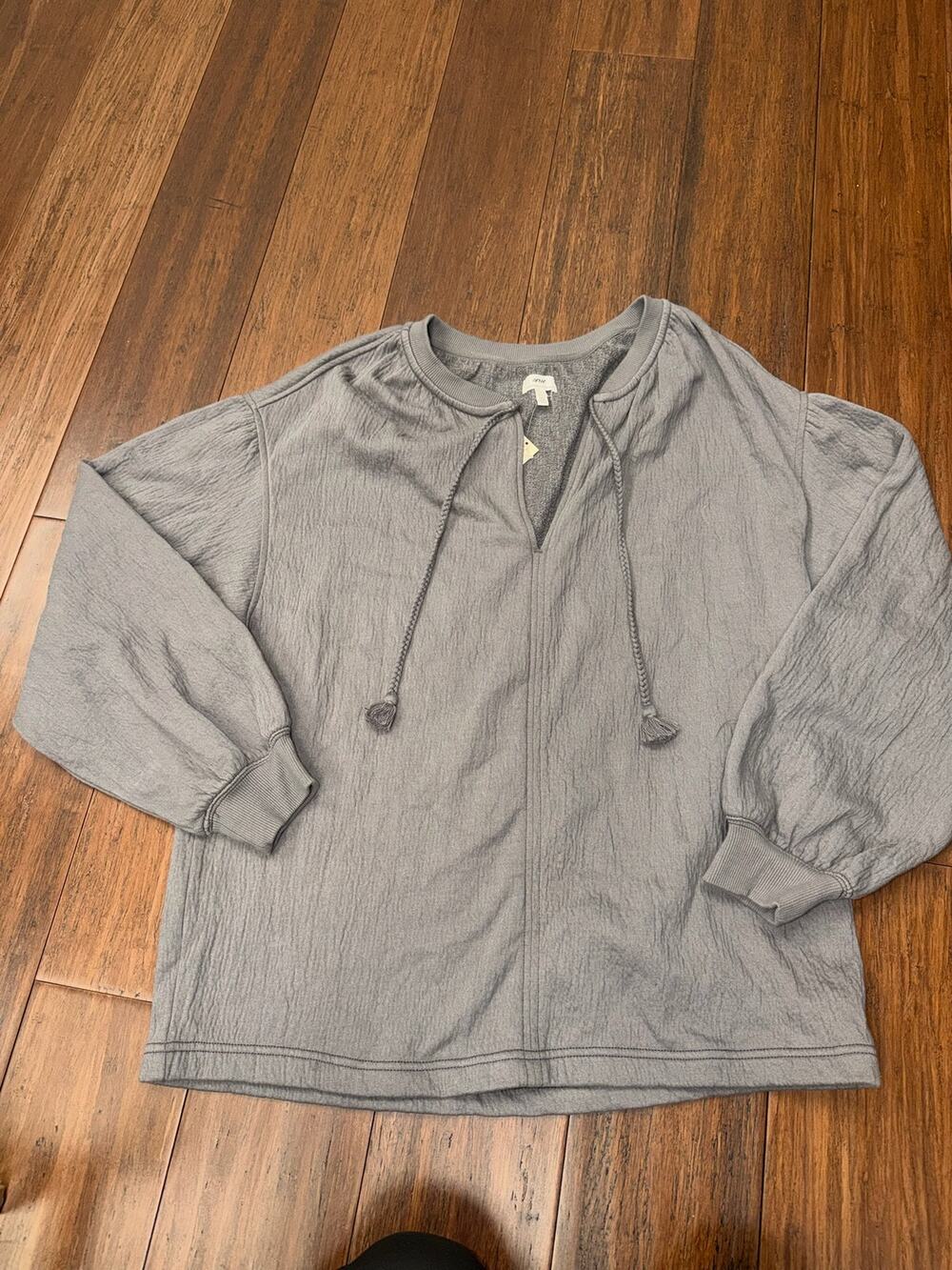 Aerie Easy Street Oversized V-Neck Sweatshirt Gray NWT S Small